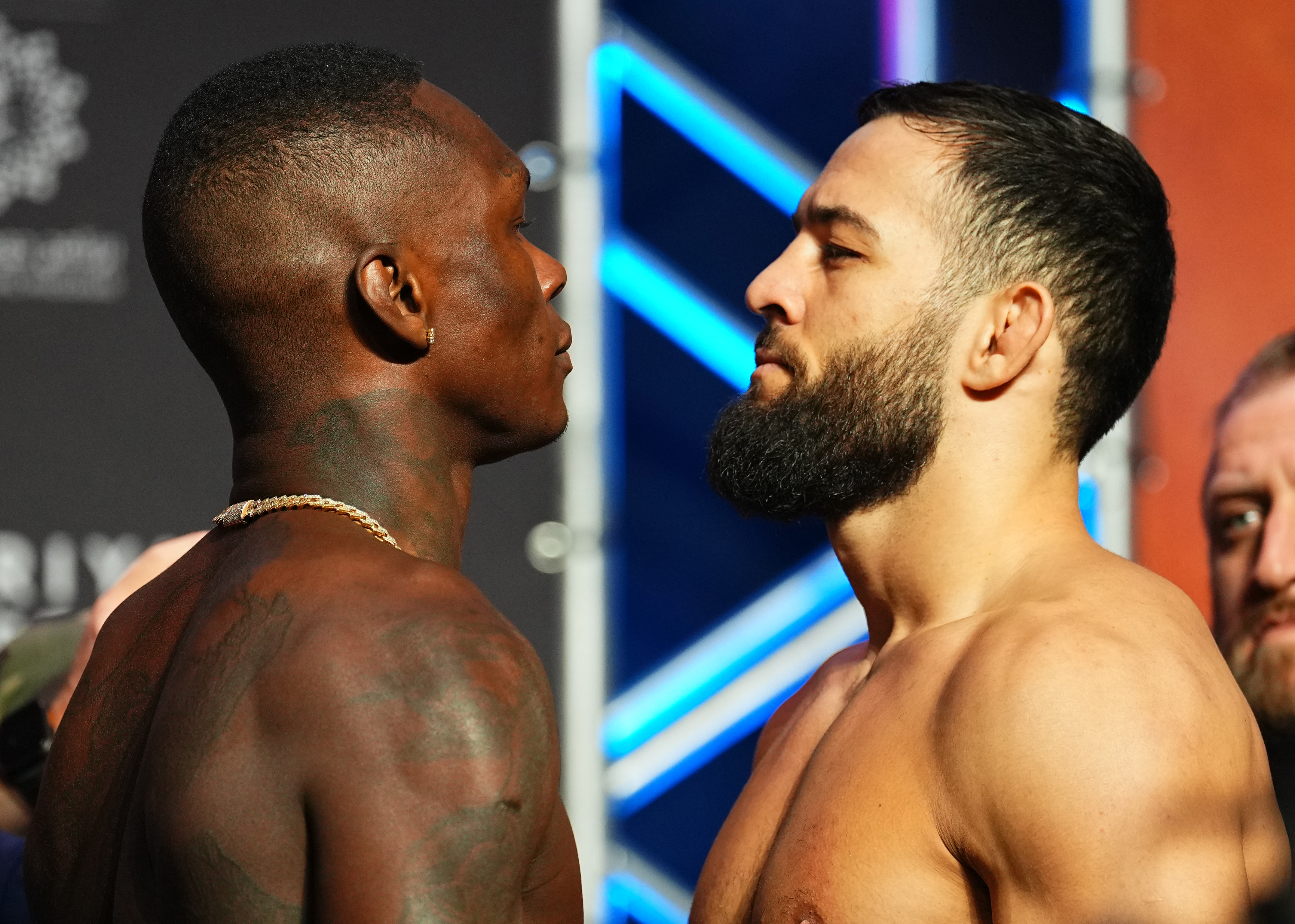 Israel Adesanya and Nassourdine Imavov at UFC Saudi Arabia