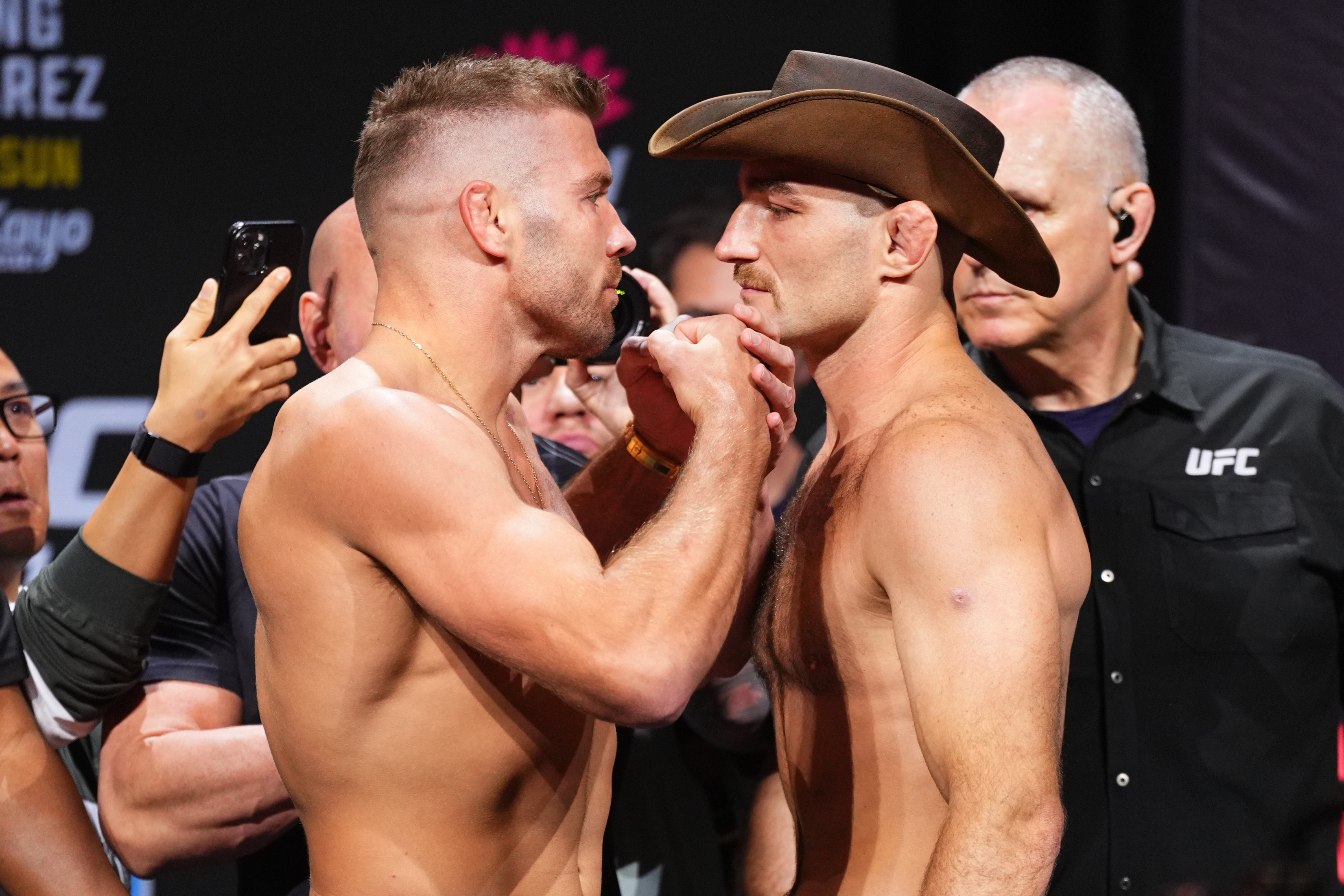 Dricus du Plessis and Sean Strickland at UFC 312